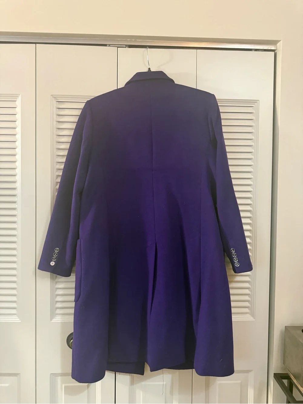 Michael Kors Double-Breasted Purple Coat with Gold Buttons